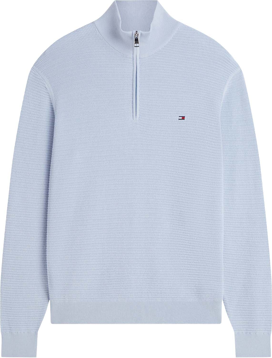 Tommy Hilfiger structure zip mock trui Blauw