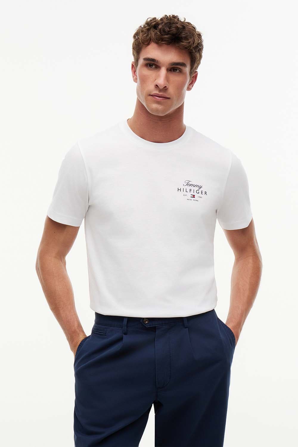 Tommy Hilfiger script stack regular tee Wit