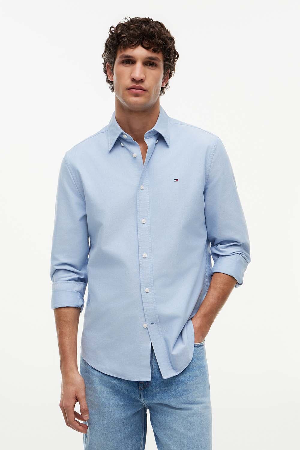 Tommy Hilfiger solid heritage oxford shirt Blauw
