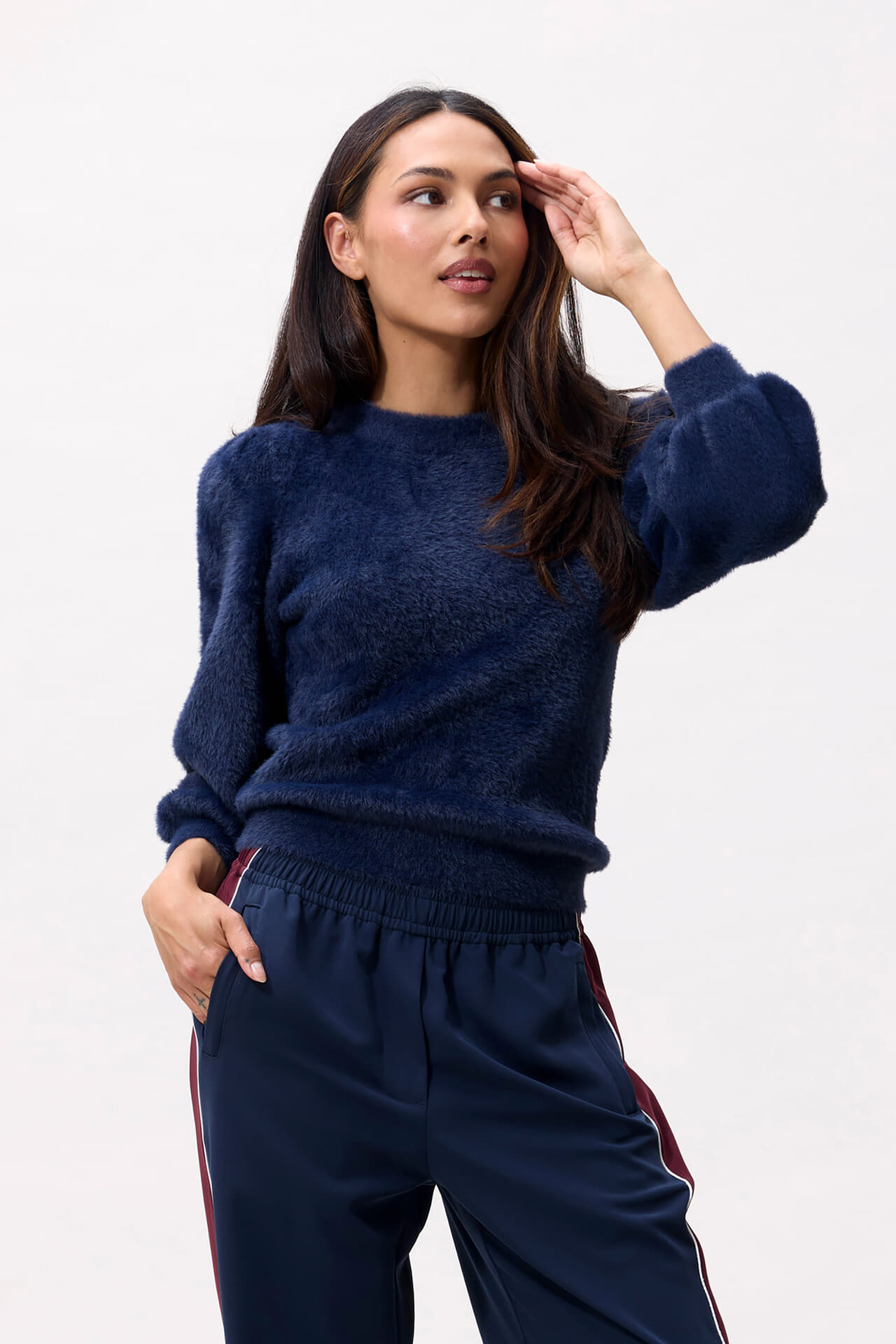 Catwalk Junkie Sweater Fuzzy puff sleeve Jeans Light