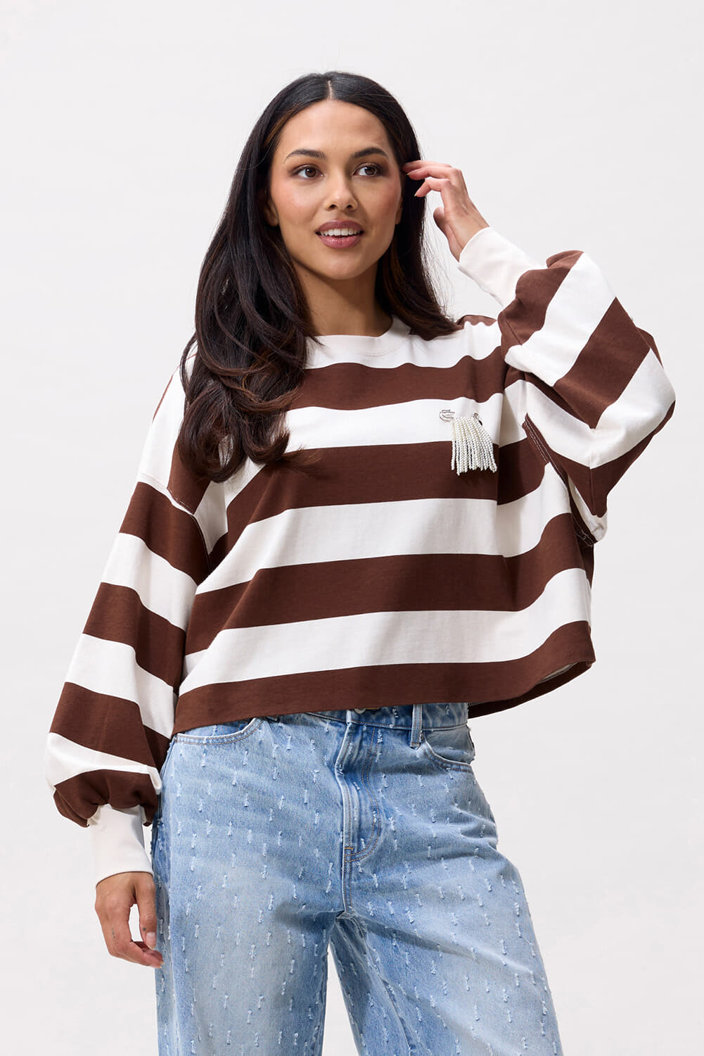 Catwalk Junkie Oversized striped long sleeve Bruin