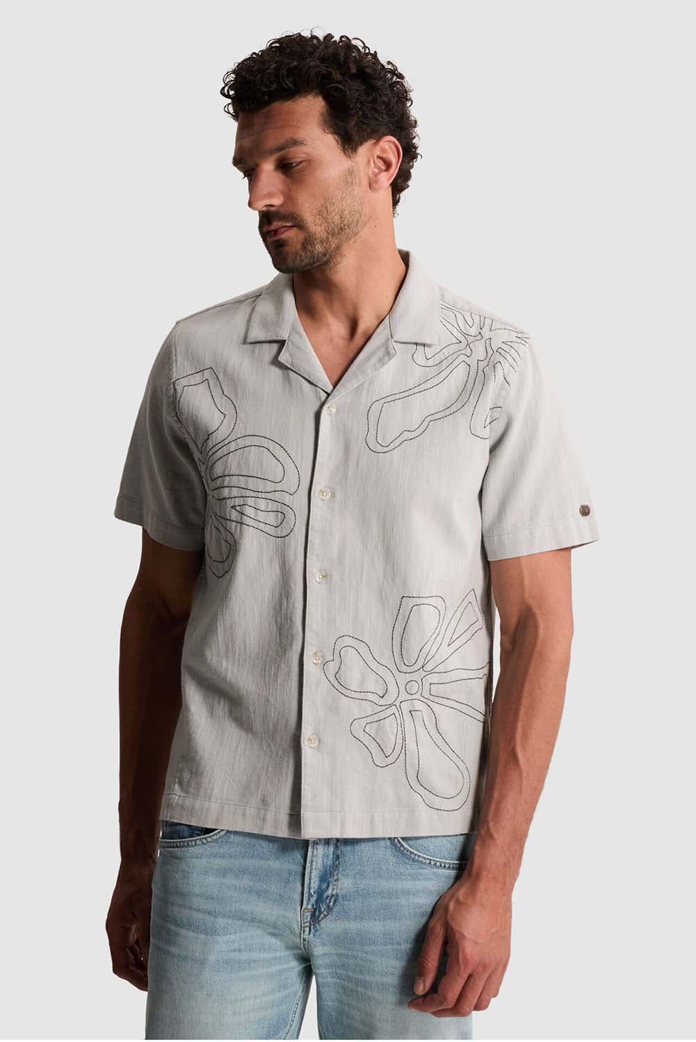 Cast Iron Overhemd Embroidered slu Grijs