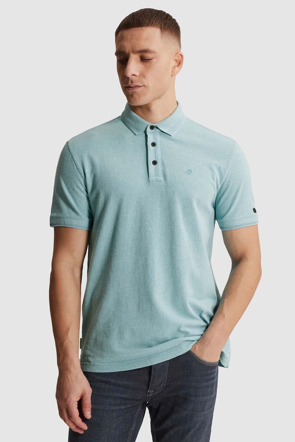 Cast Iron Polo popcorn slim fit  Blauw