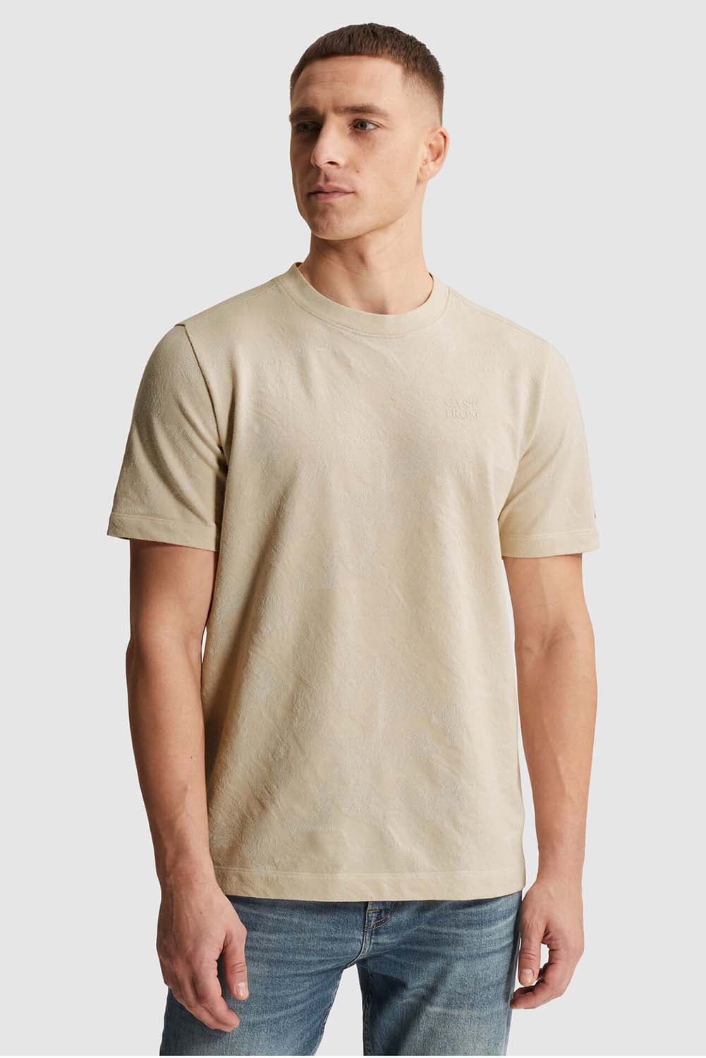 Cast Iron T-shirt jacquard pique regular fit Grijs