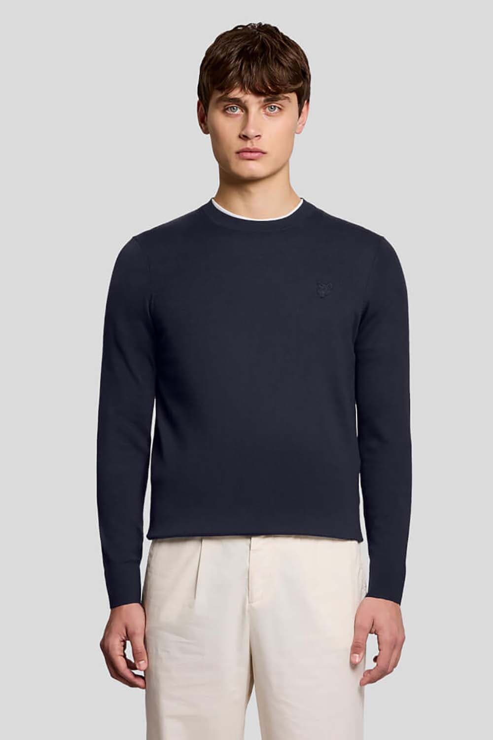 Lyle & Scott Superfijne Trui Tonal Navy