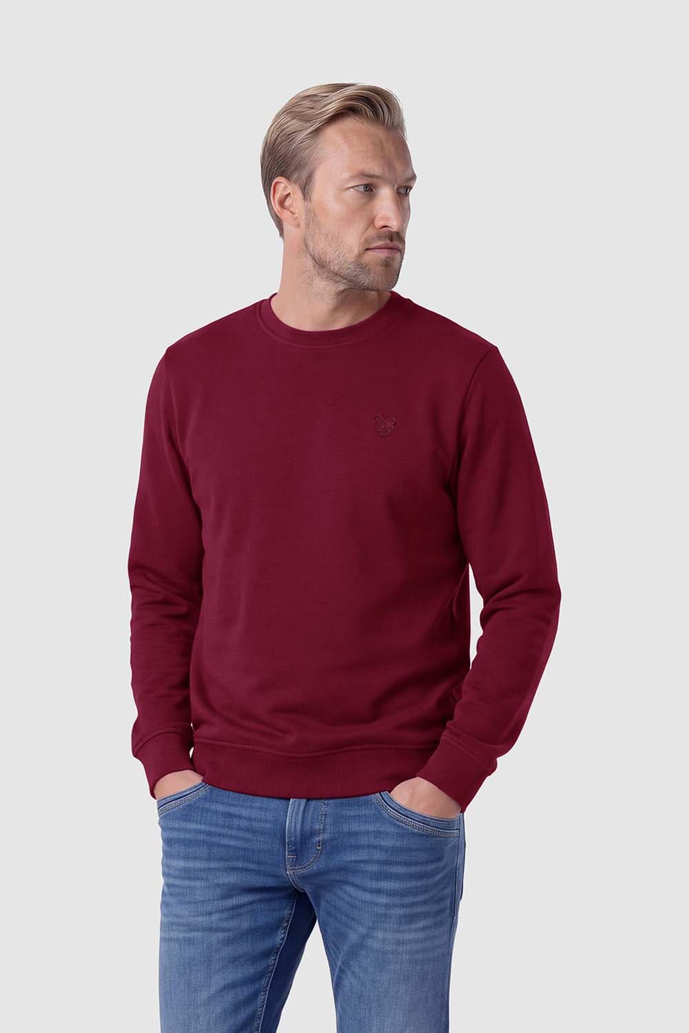 Lyle & Scott Sweater met ronde hals van superfijn katoen Bordeaux Rood