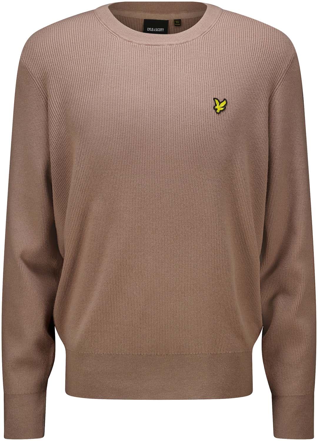 Lyle & Scott Trui Ribbed Relax Crewneck Taupe