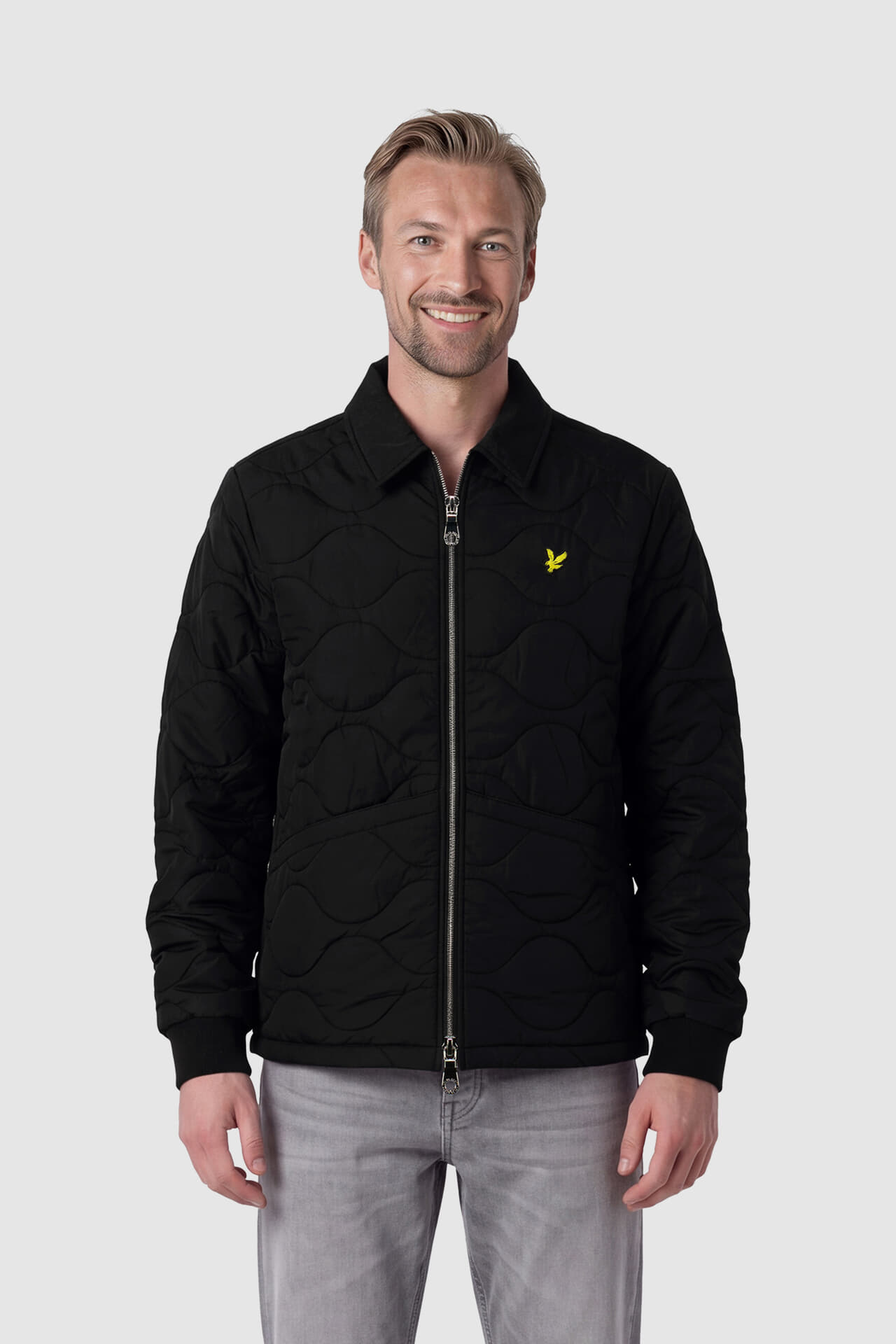 Lyle & Scott Jas Quilted Ribstop Zwart