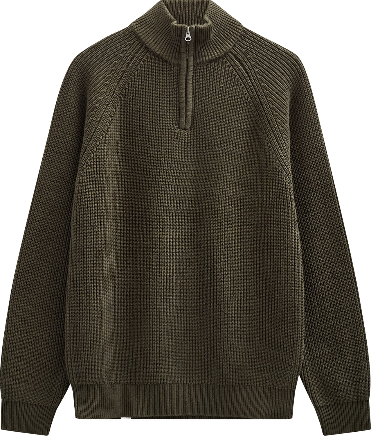 Anerkjendt Gebreide Half Zip Trui Aksune Patent  Groen