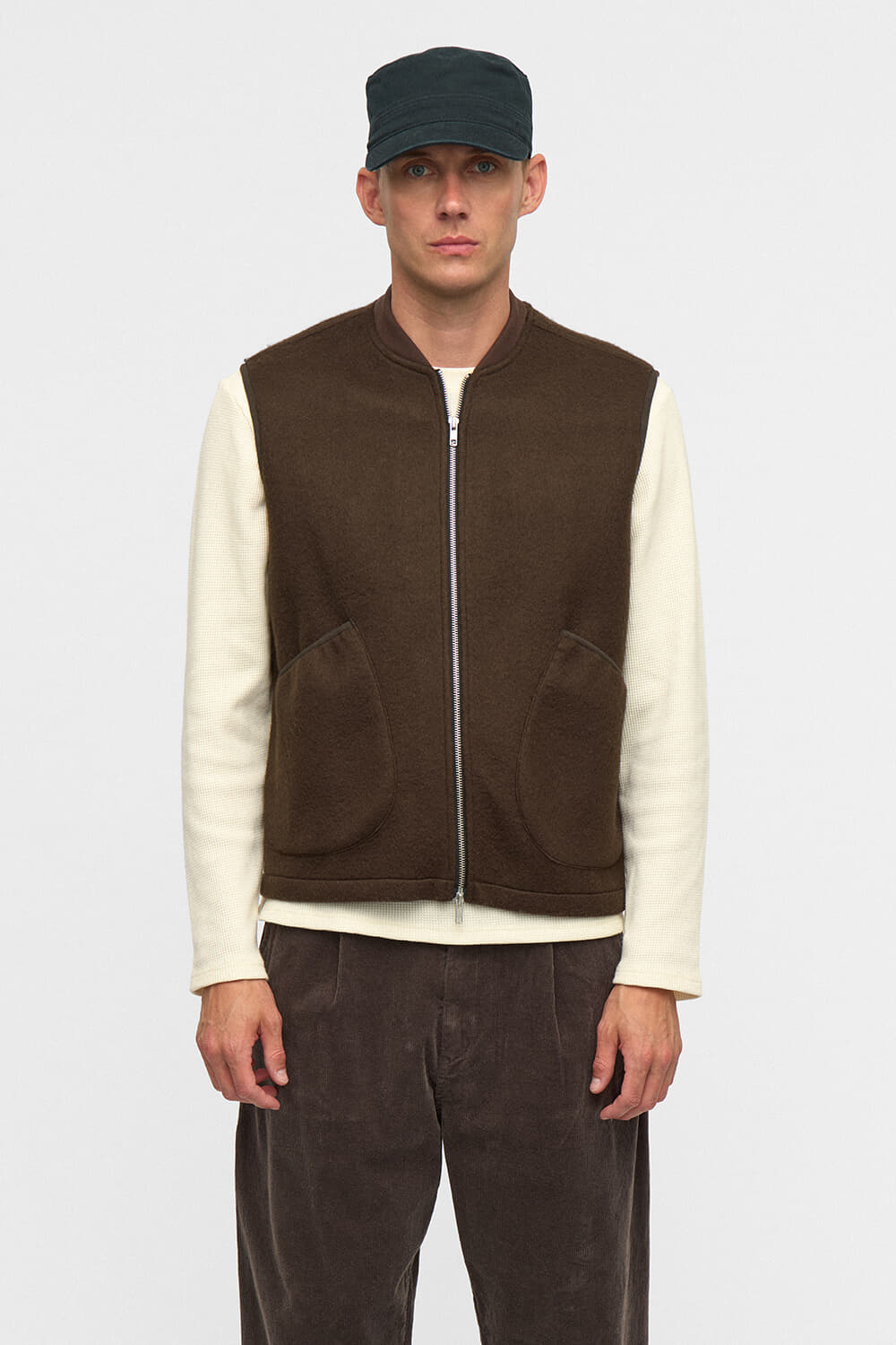  Gilet Akrobin Boiled Wol  Bruin
