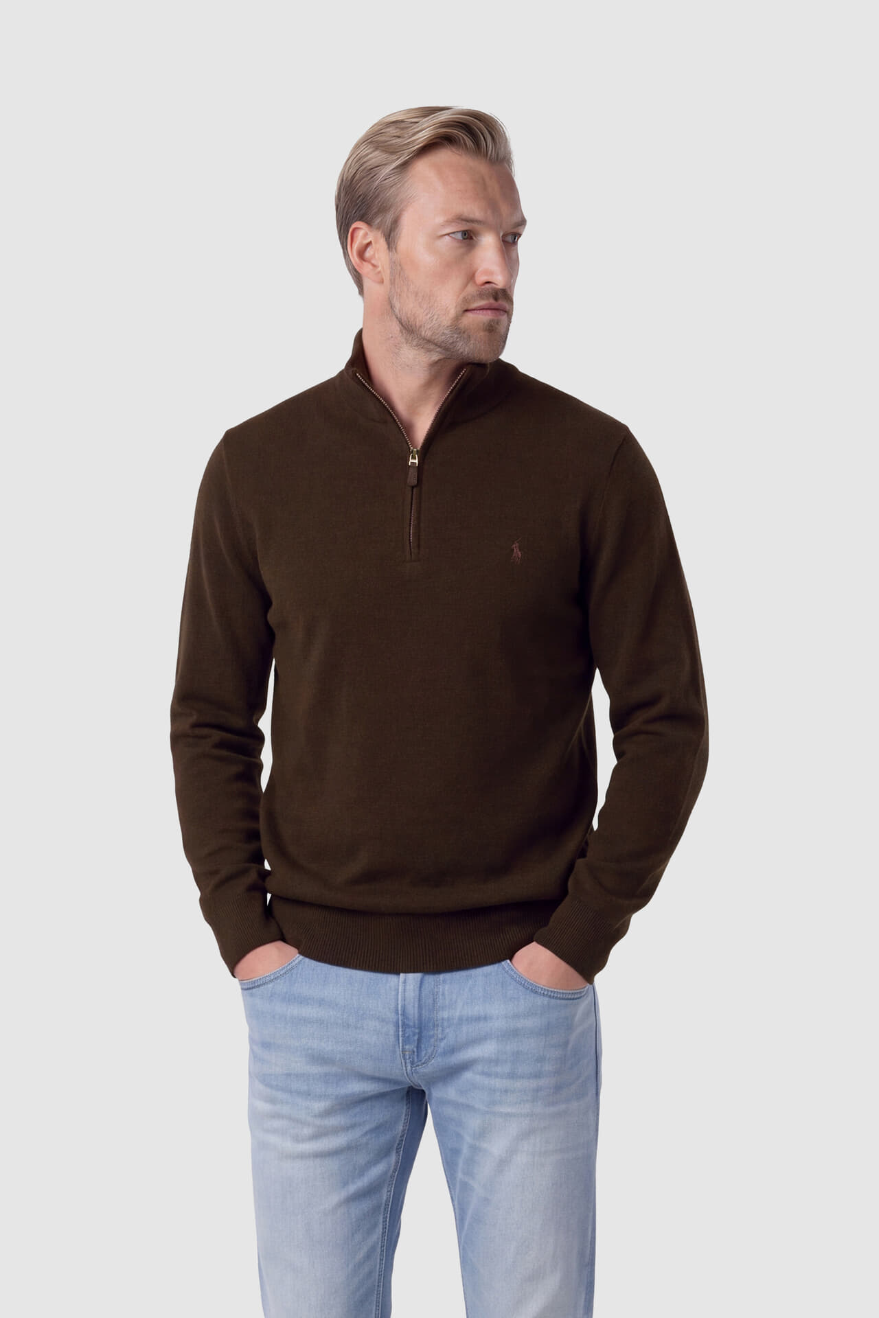 Polo Ralph Lauren Half-zip Trui wol Bruin