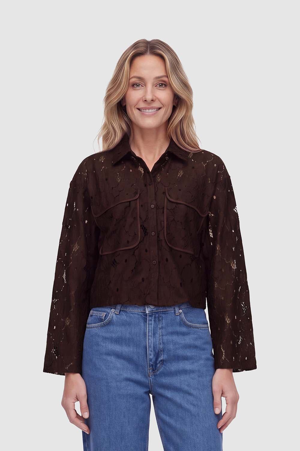 Vila Blouse Tonato  Bruin