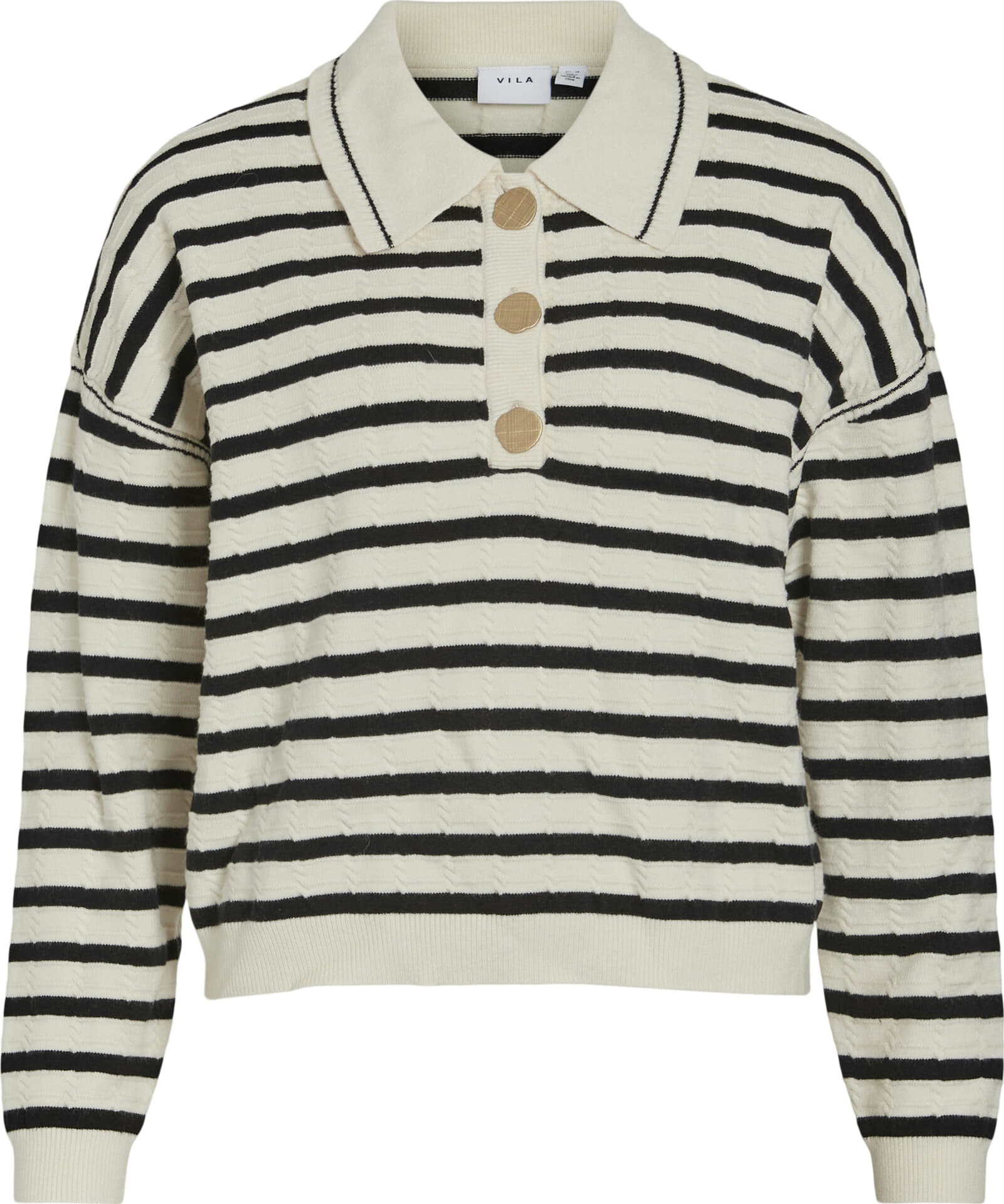 Vila Gebreide Polo Trui Malfina Off White