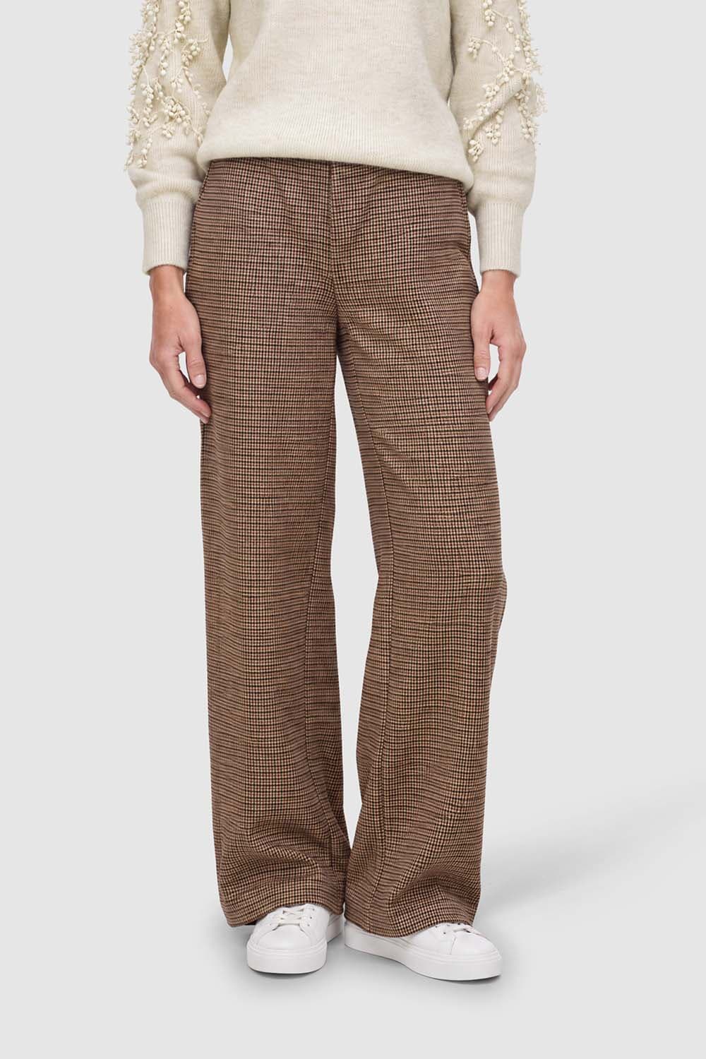 Vila Pantalon Chekka HW Wide Bordeaux Rood