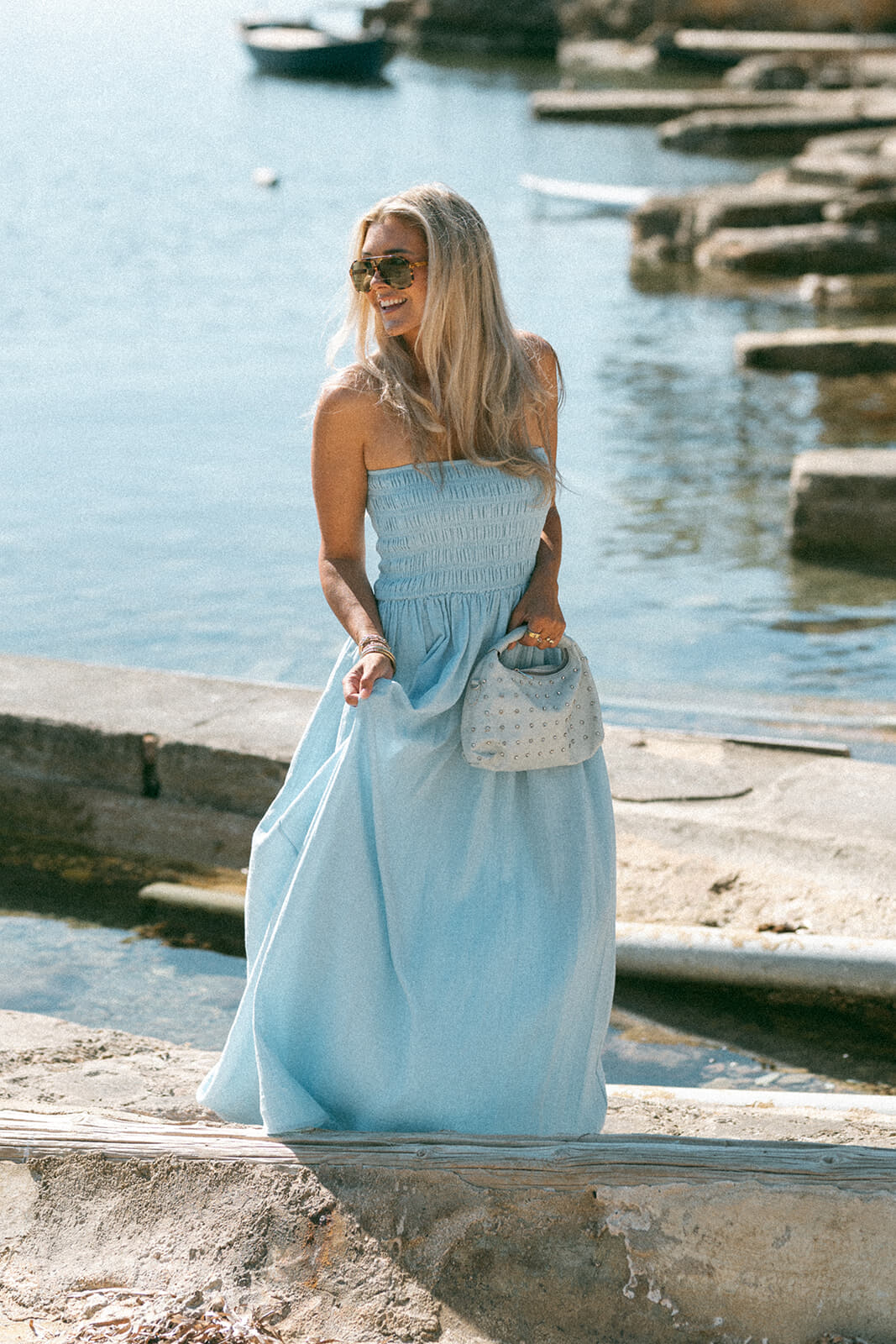 Bolina Island Jurk Strapless blue Blauw