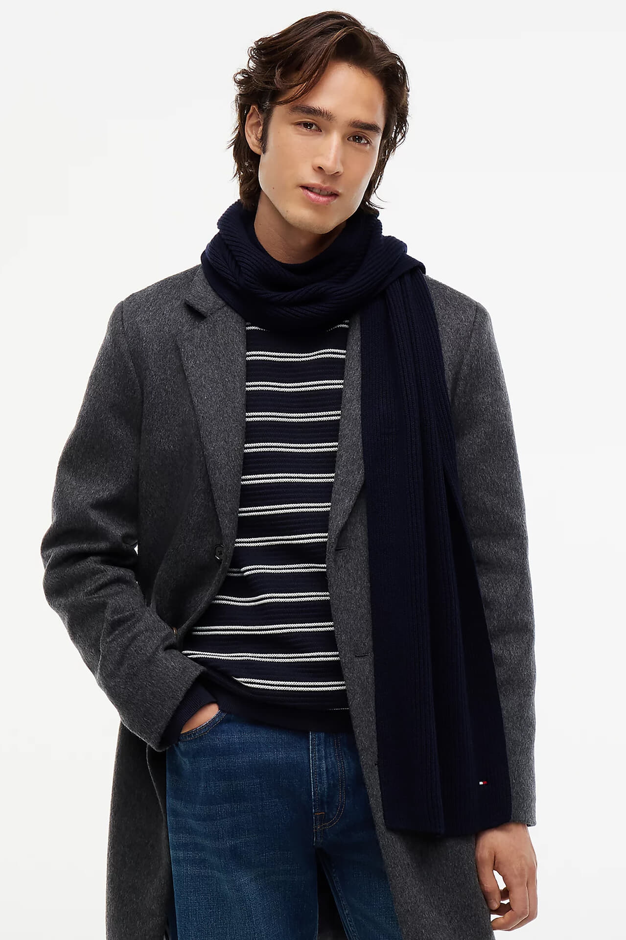 Tommy Hilfiger th flag pima cotton cash scarf Navy
