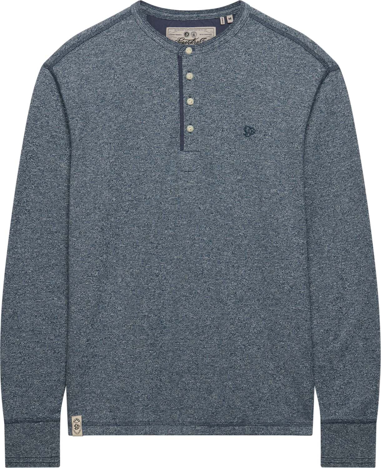 Superdry & Co Longsleeve Granddad Waffle  Blauw