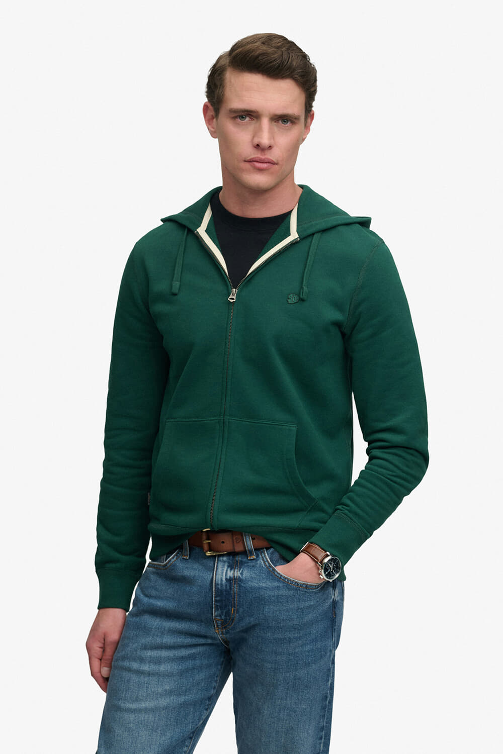 Superdry & Co Hoodie Monogram Vest Groen