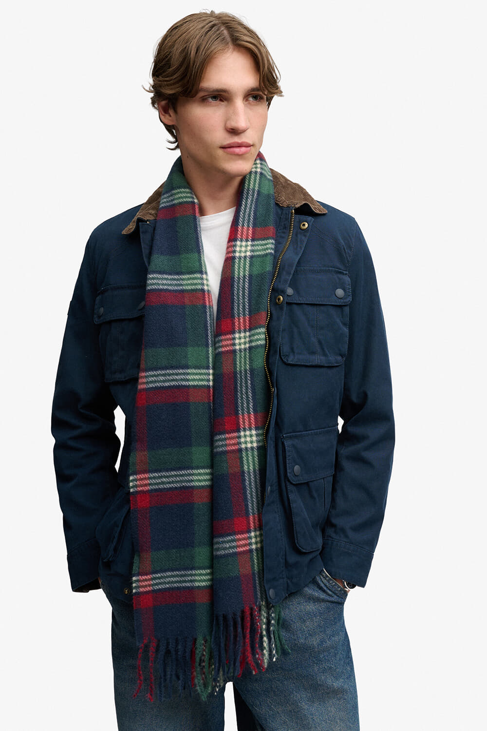 Superdry & Co Sjaal Heritage Check Navy