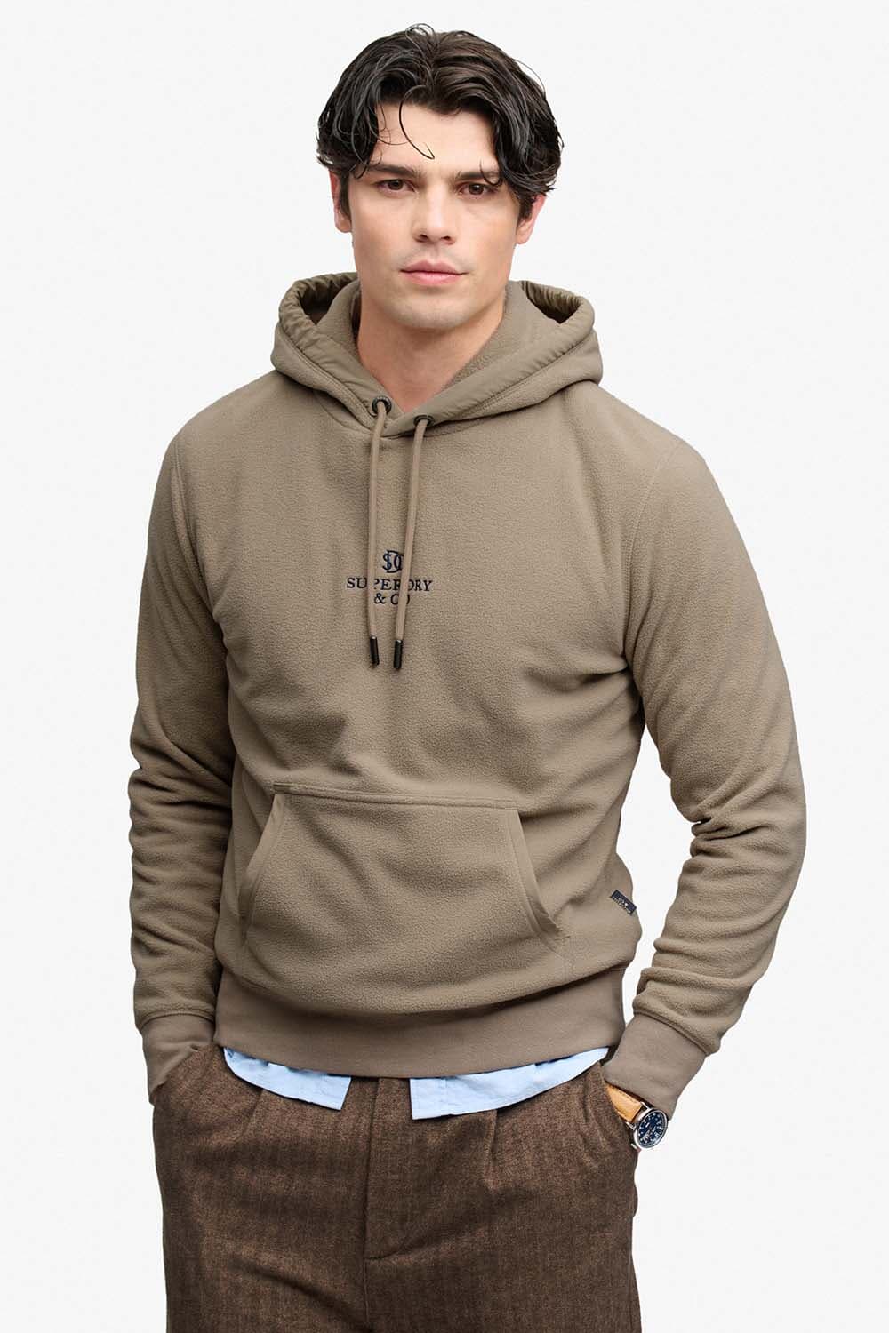 Superdry & Co Hoodie Micro Logo Fleece Beige