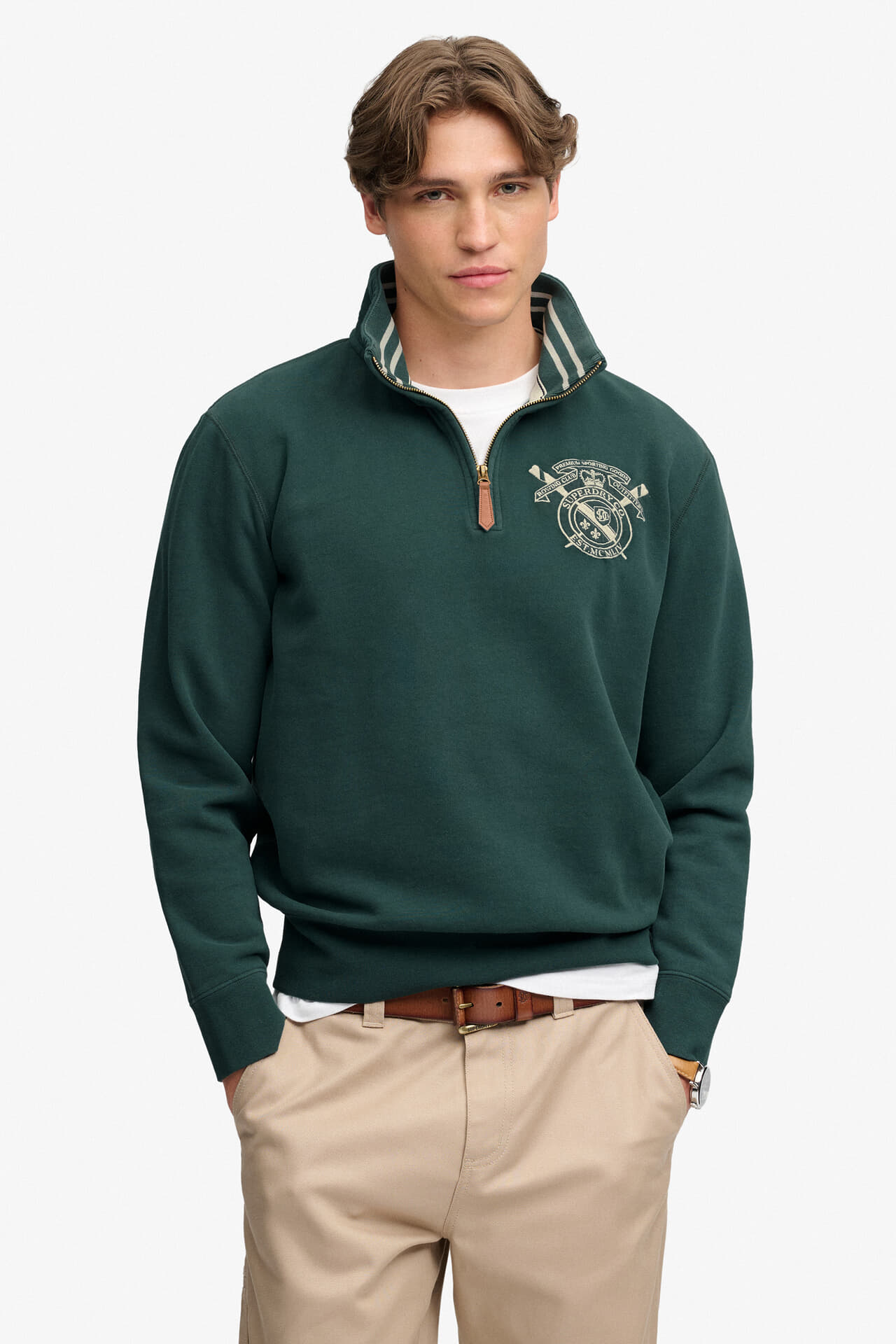 Superdry & Co Gebreide Half Zip Trui Gothic Varsity Groen