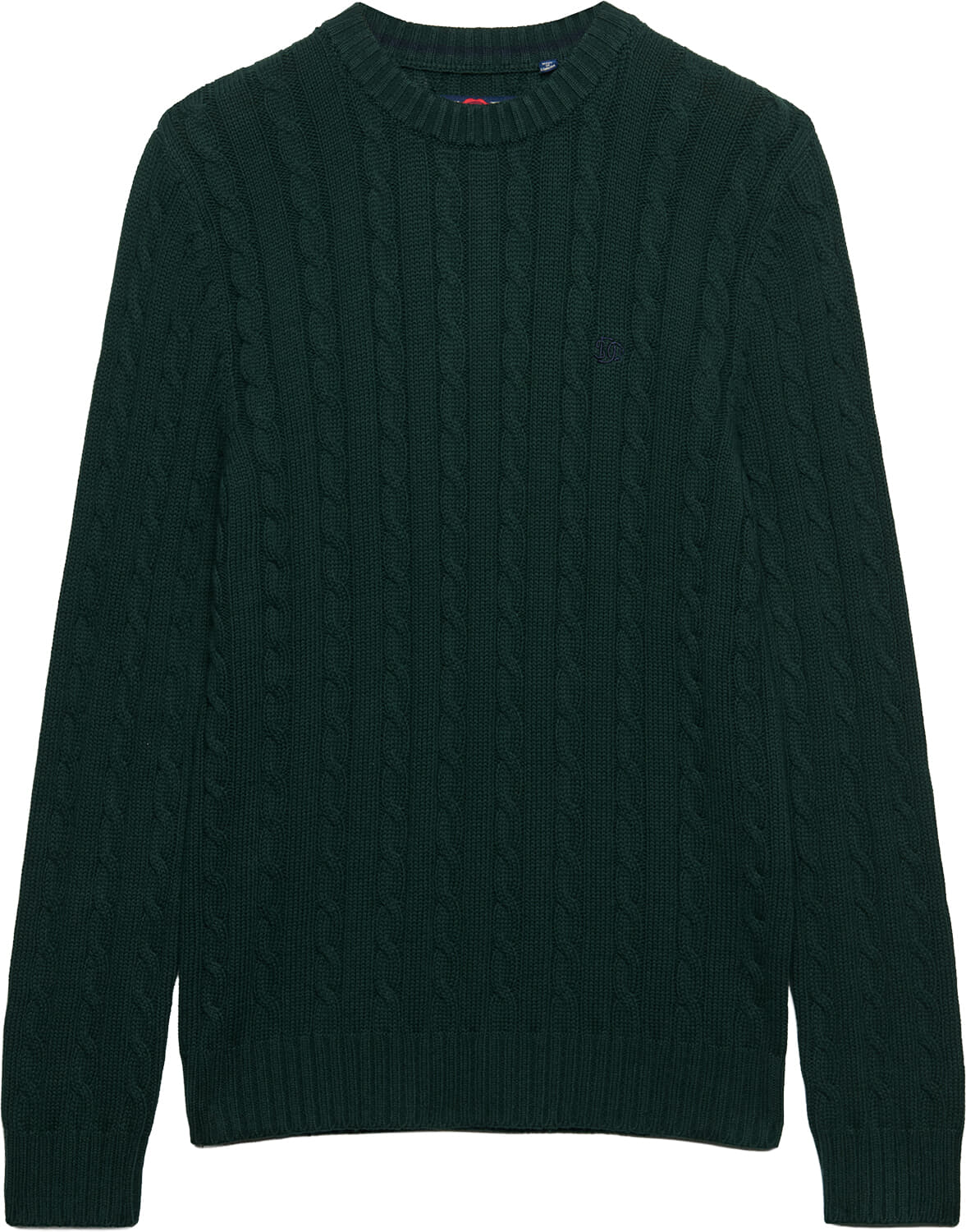 Superdry & Co Kabelgebreide Trui Crew Katoen Groen