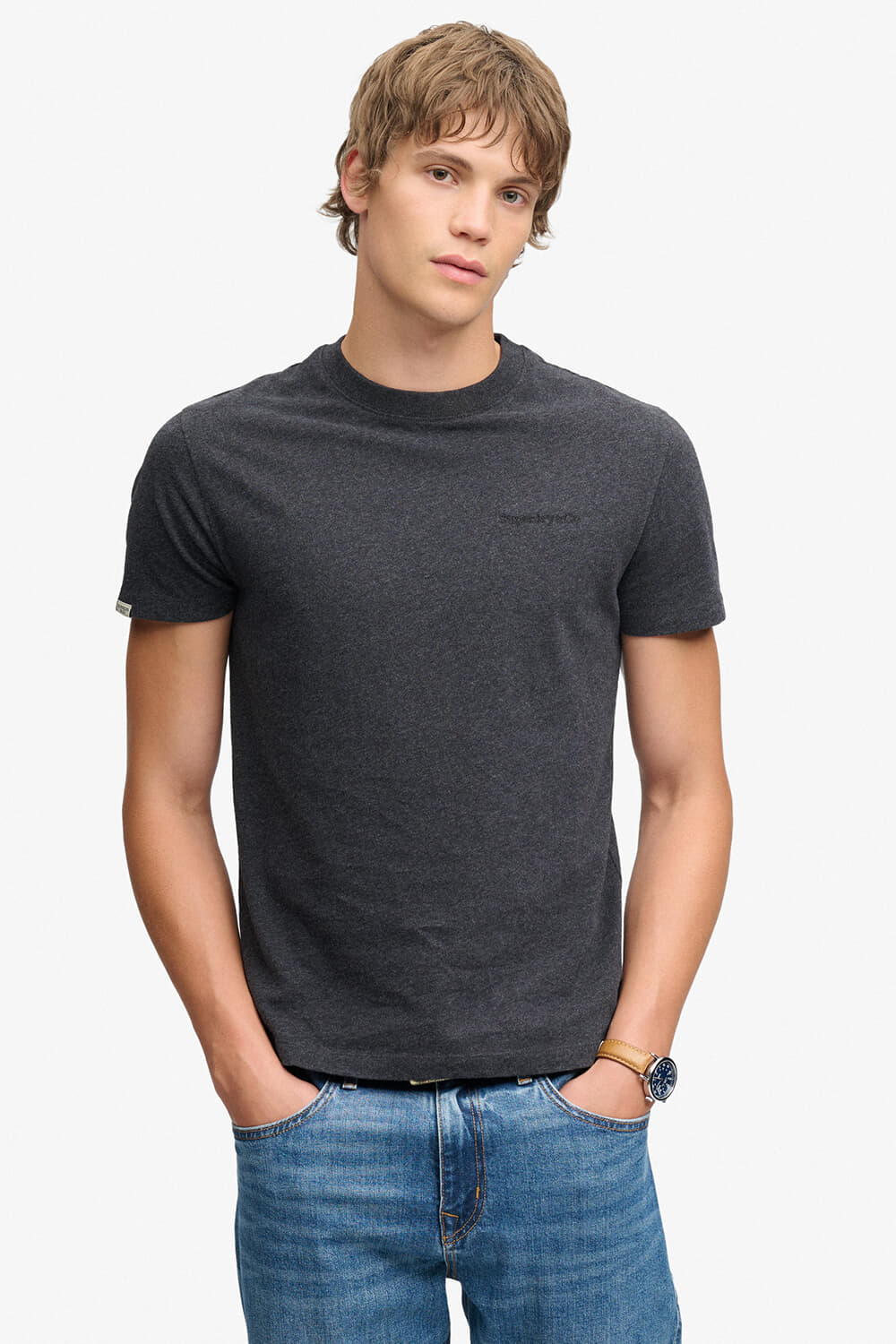 Superdry & Co T-shirt Essential Company Logo Embroidered  Antraciet