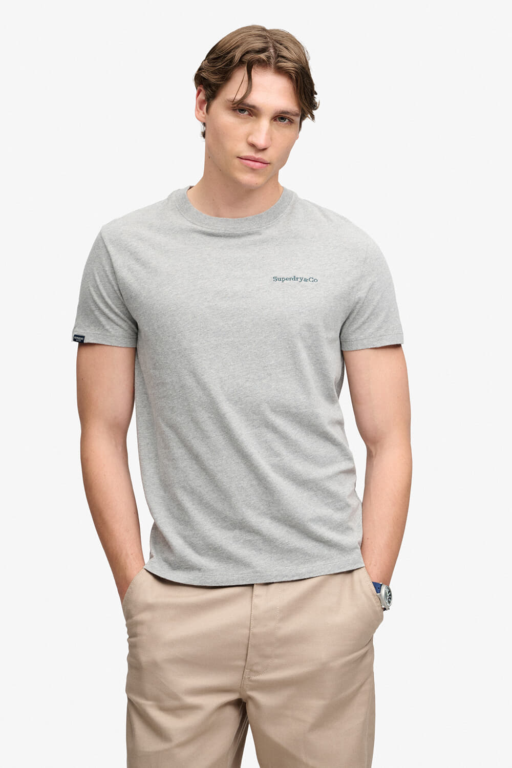 Superdry & Co T-shirt Essential Company Logo Embroidered  Grijs