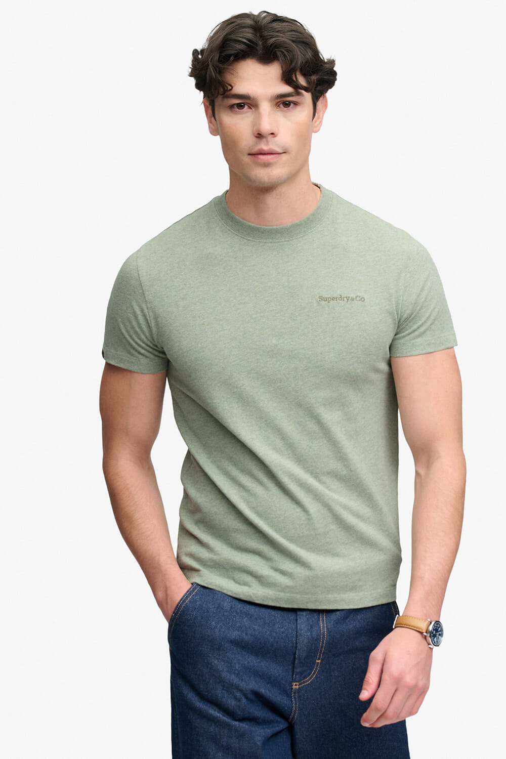 Superdry & Co T-shirt Essential Company Logo Embroidered  Kaki