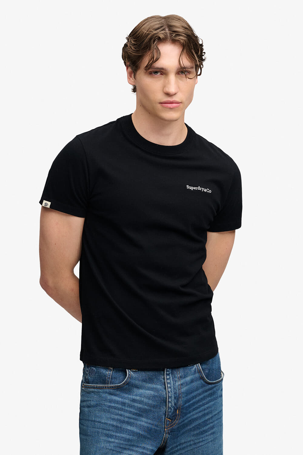 Superdry & Co T-shirt Essential Company Logo Embroidered  Zwart