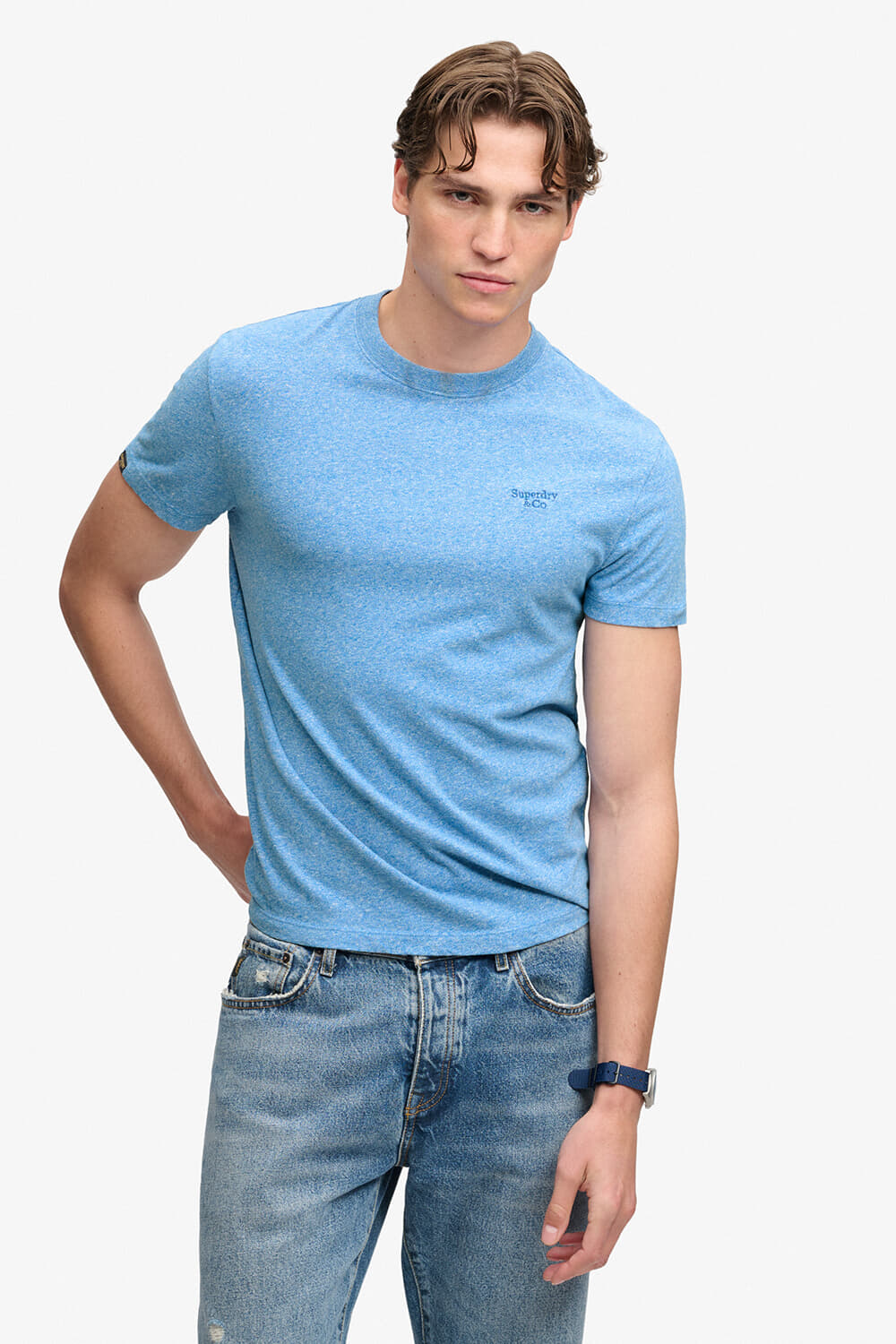 Superdry & Co T-Shirt Essential Serif Logo Embroidered  Jeans Light