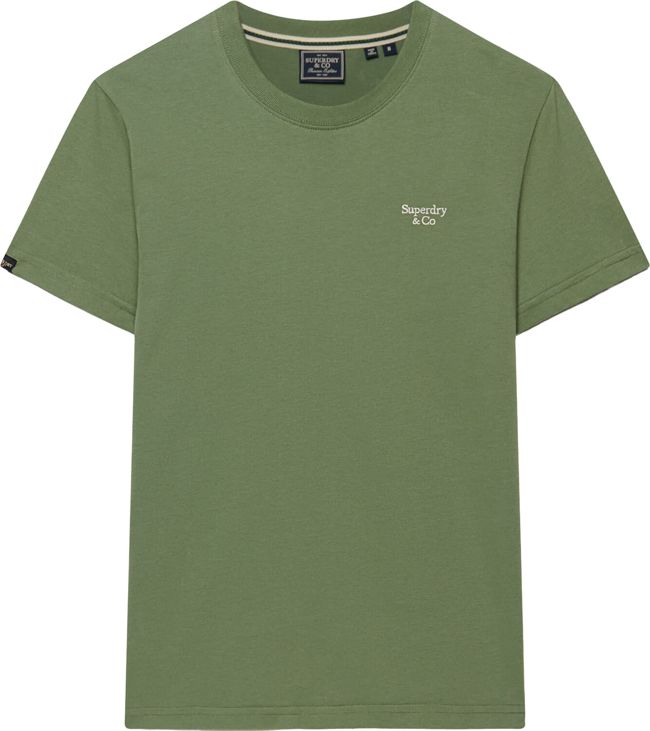 Superdry & Co T-Shirt Essential Serif Logo Embroidered  Kaki