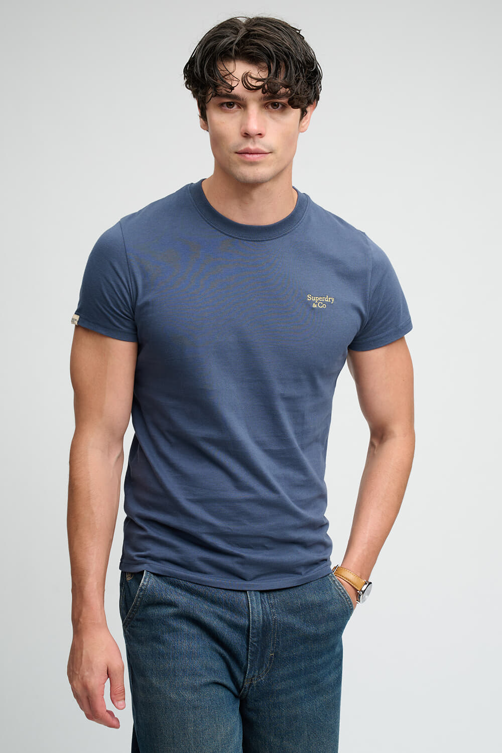 Superdry & Co T-Shirt Essential Serif Logo Embroidered  Navy