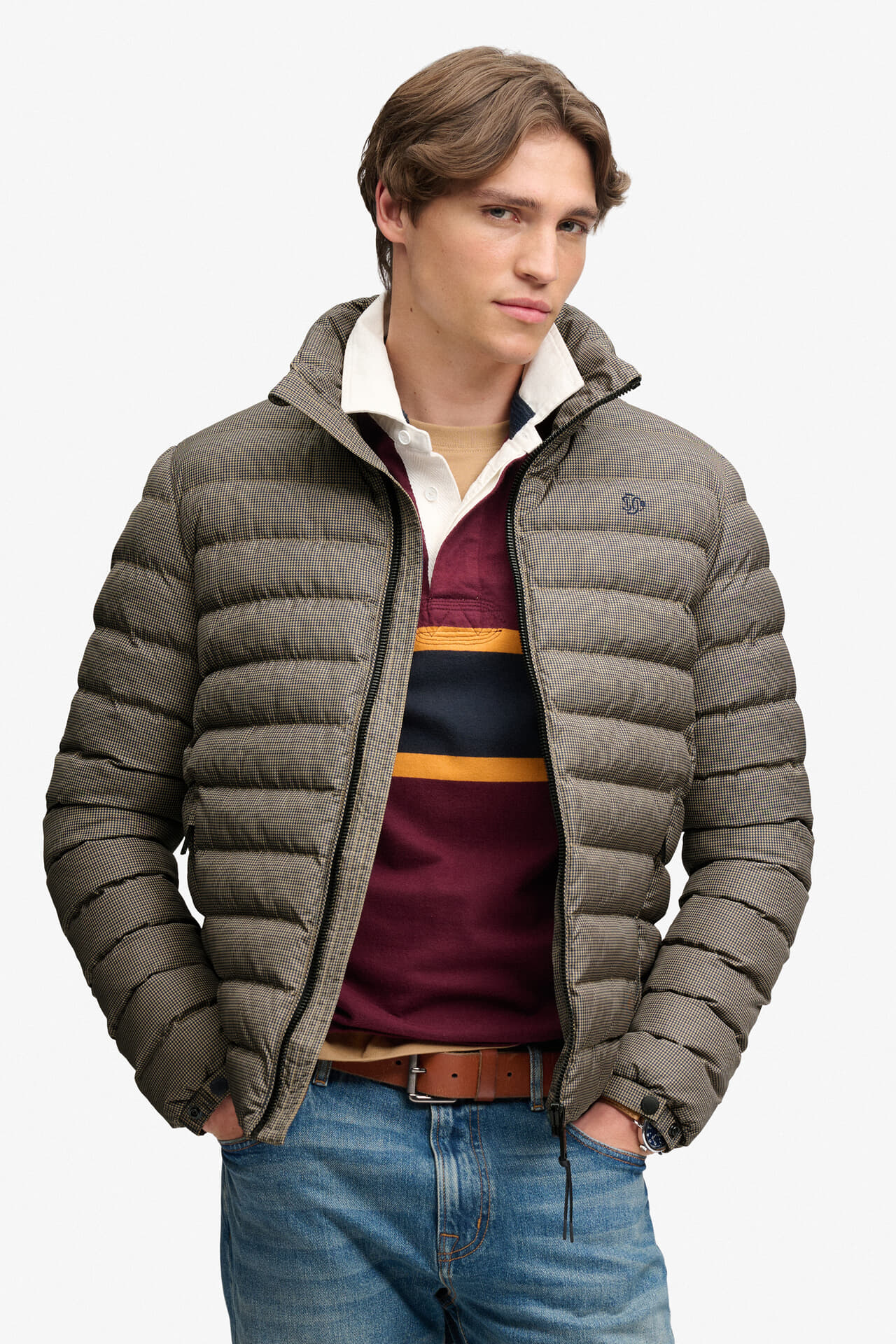 Superdry & Co Gewatteerde Jas Fuji Estate Slanke Pasvorm Bruin