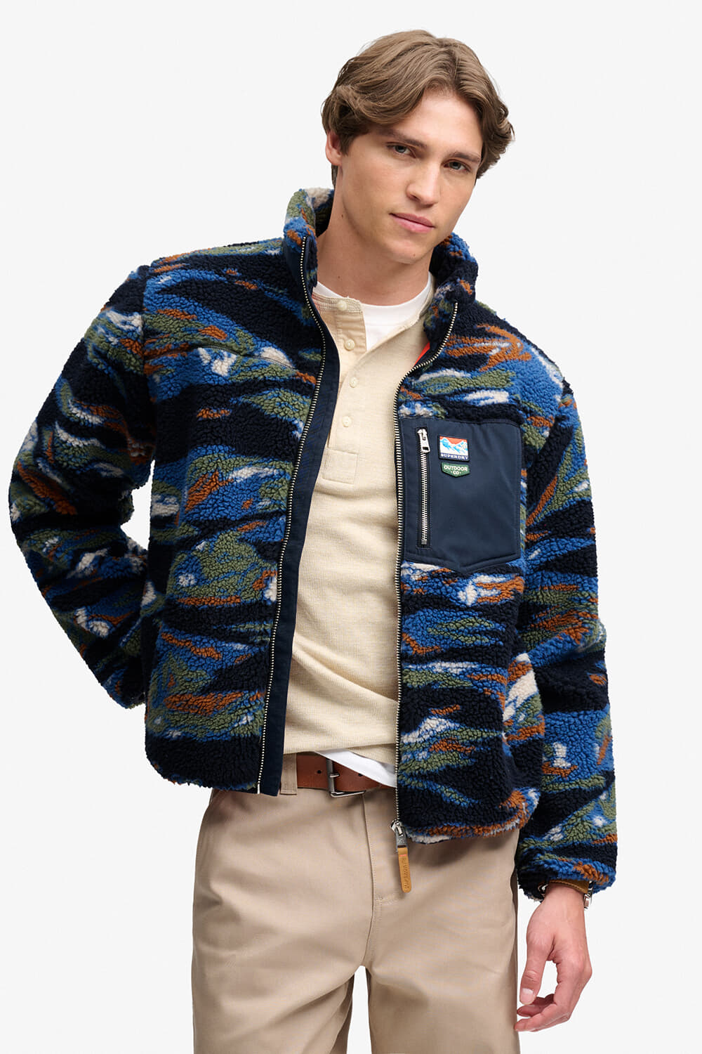 Superdry & Co Fleece Terrain Zip Through relaxed  Navy