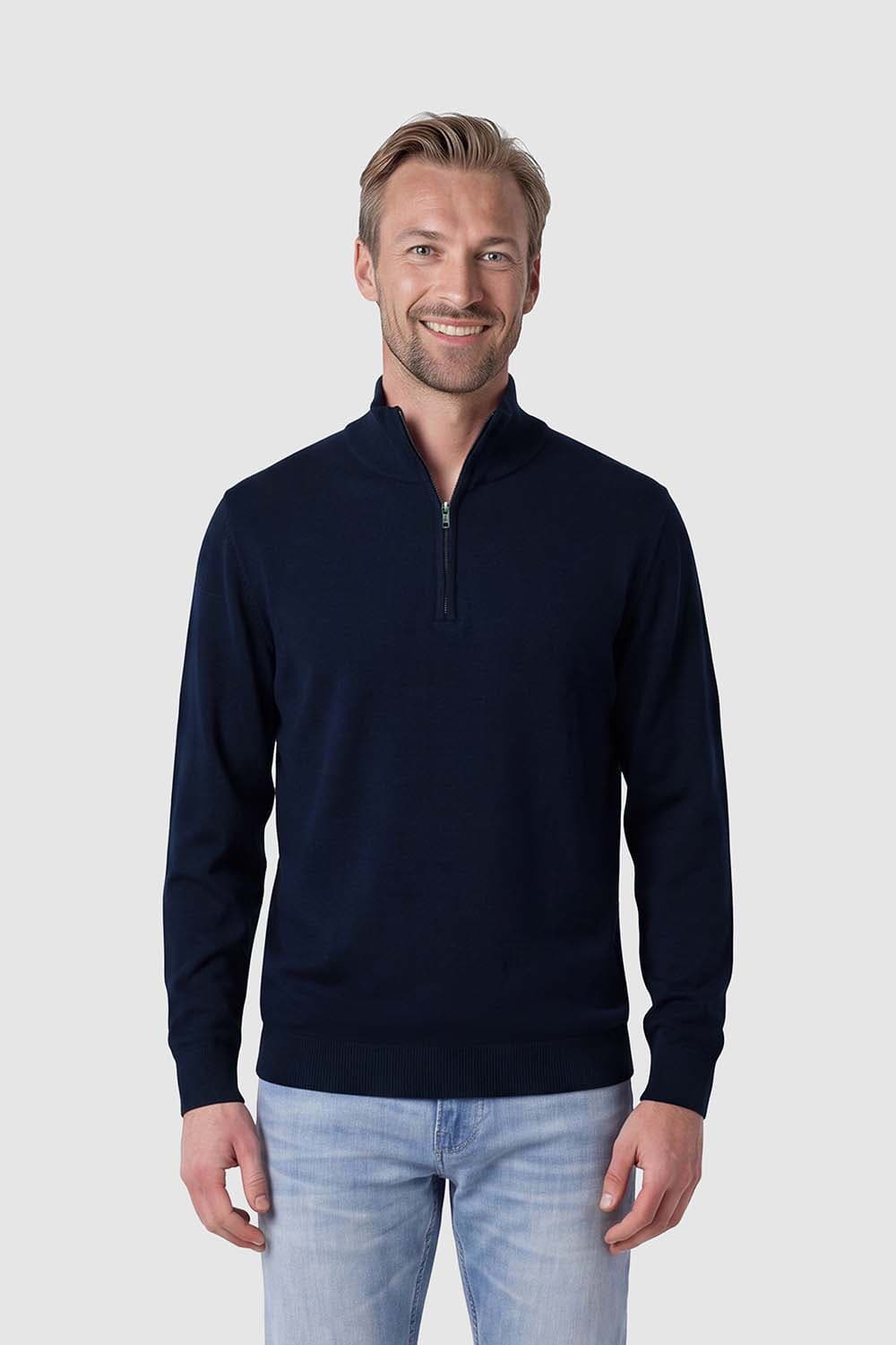 Petrol Trui Collar Navy