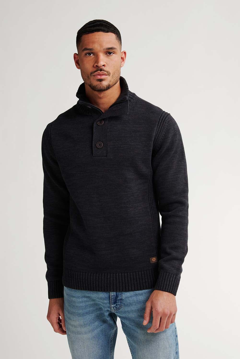 Petrol Trui Collar Zwart
