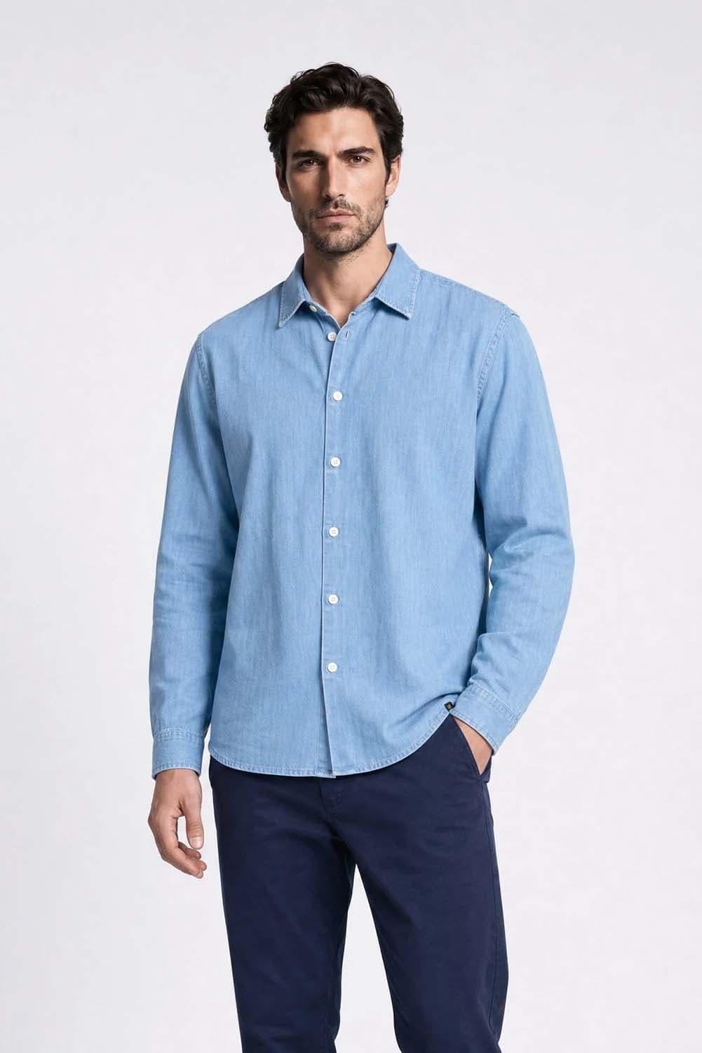  Overhemd Denim Schaduw Blauw