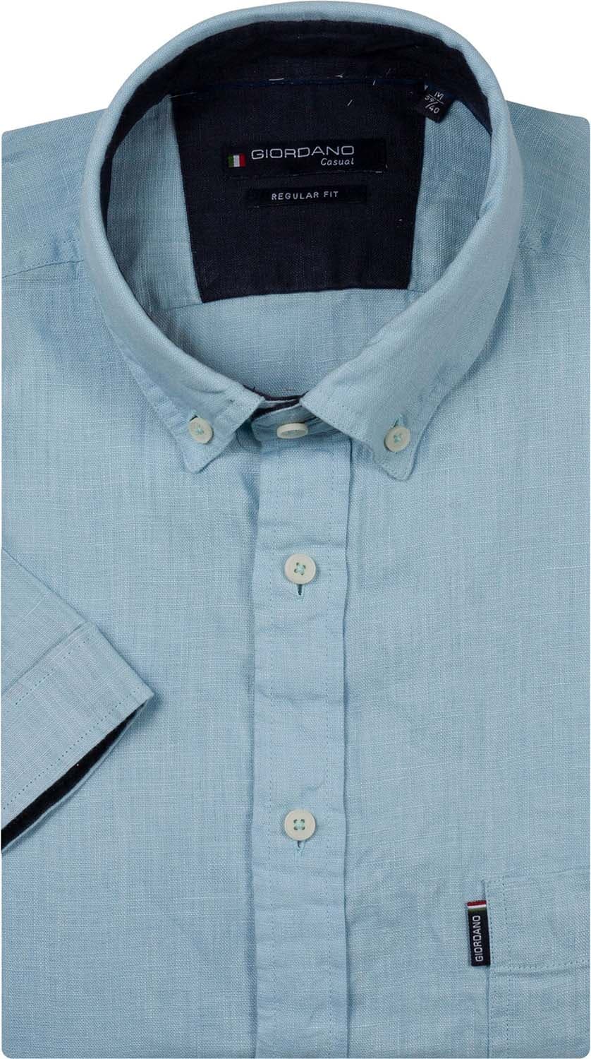 Giordano Overhemd Europe League Soft Washed  Blauw