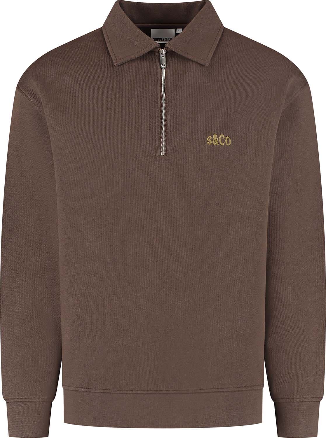 Supply & Co Half-zip Polo Sweater Aarav  Bruin