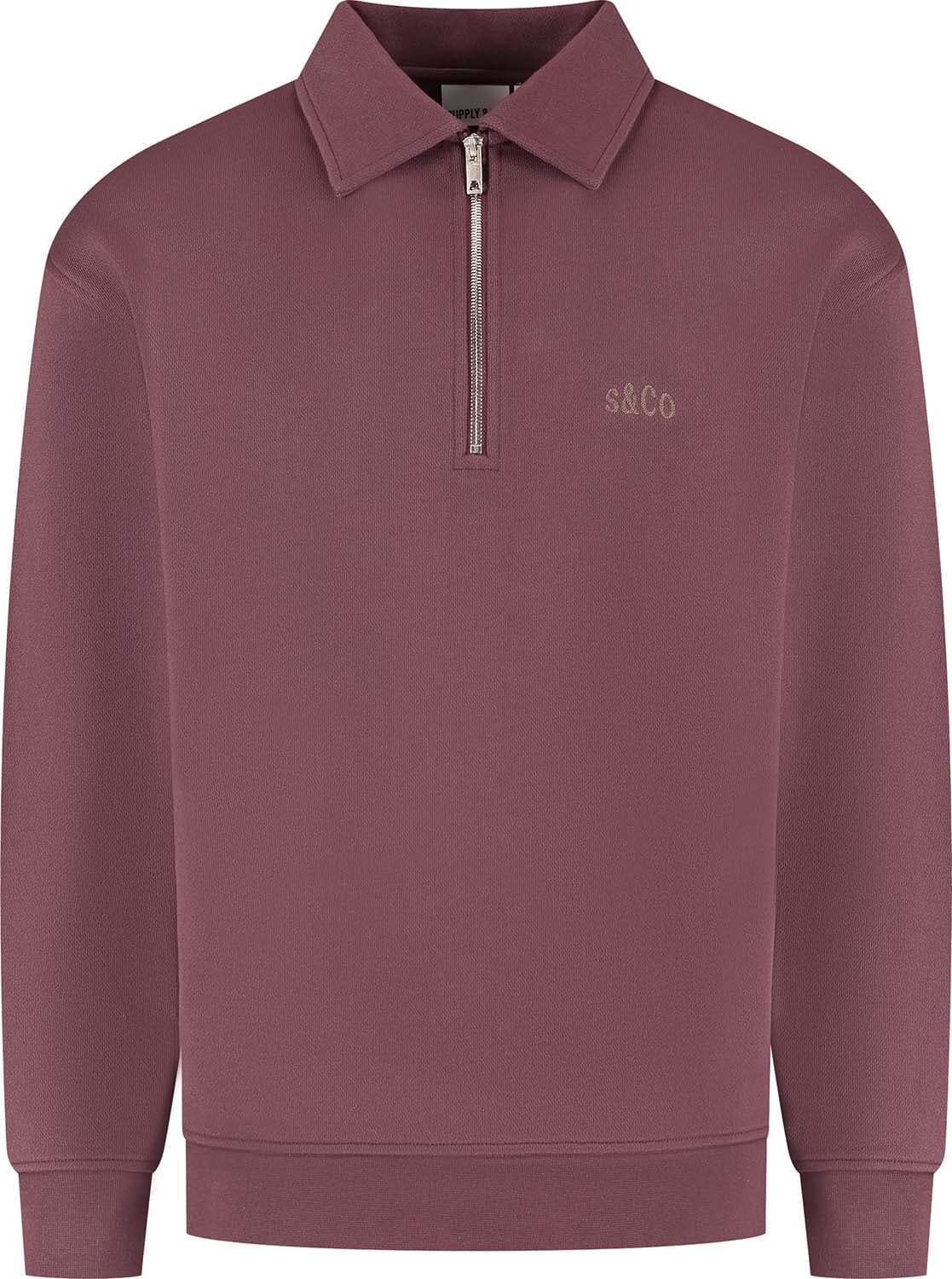 Supply & Co Half-zip Polo Sweater Aarav  Bordeaux Rood