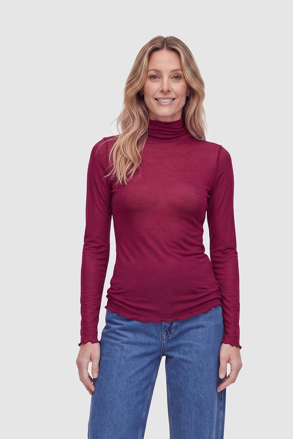 In Shape T-shirt Jillian Bordeaux Rood