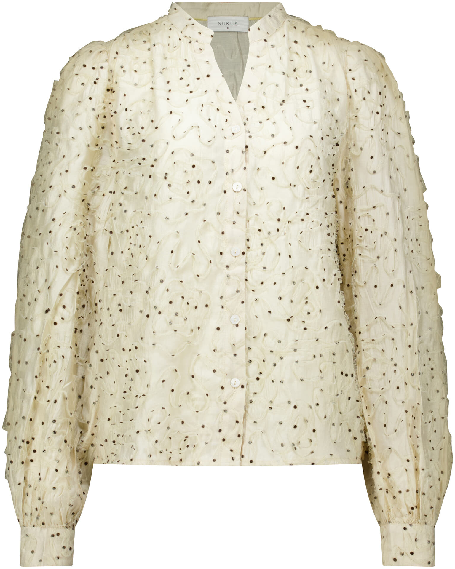 Nukus Blouse Lizzy Vneck Dots Beige