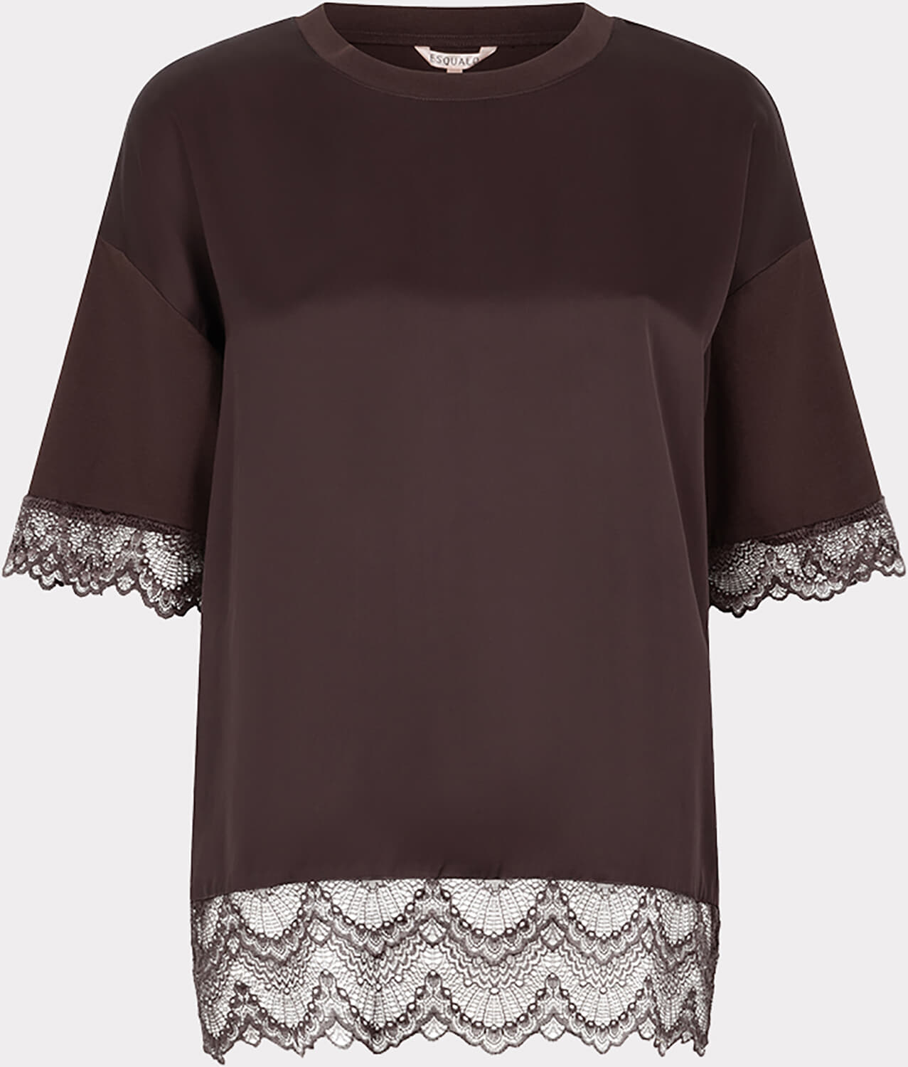 Esqualo T-shirt lace satin Bruin