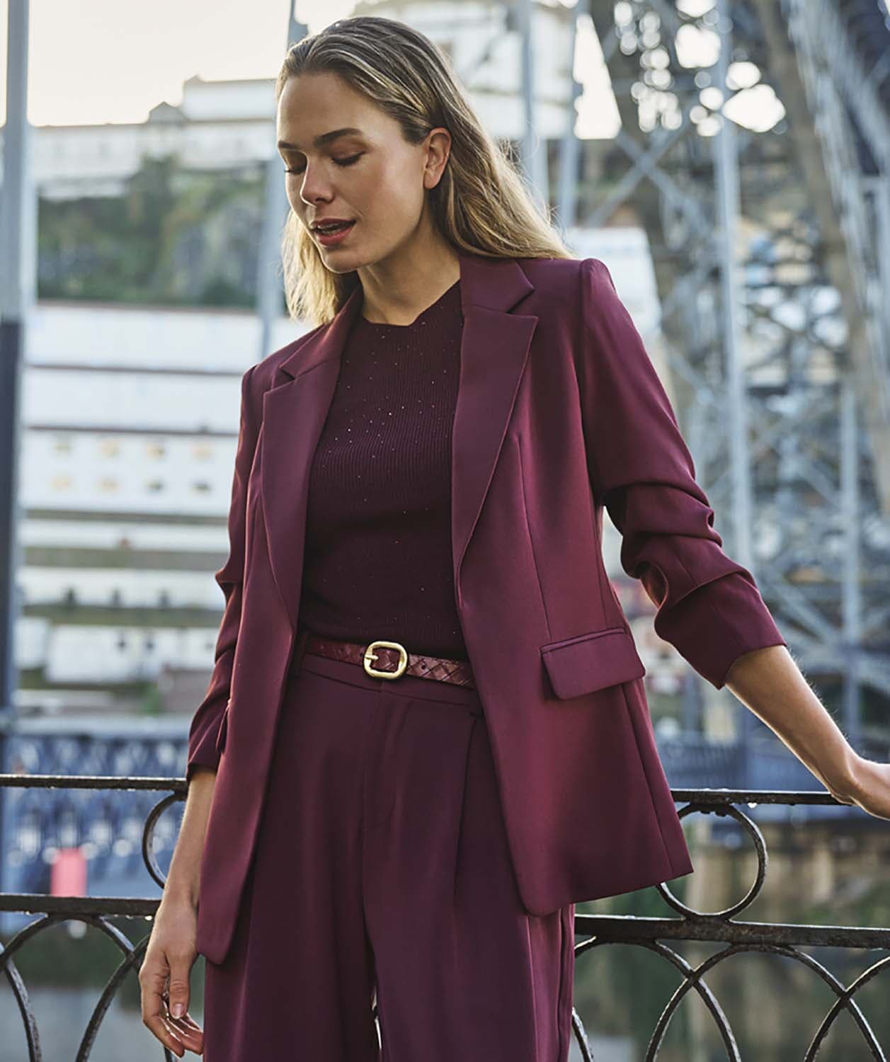 Esqualo Blazer 3/4 Mouw Bordeaux Rood