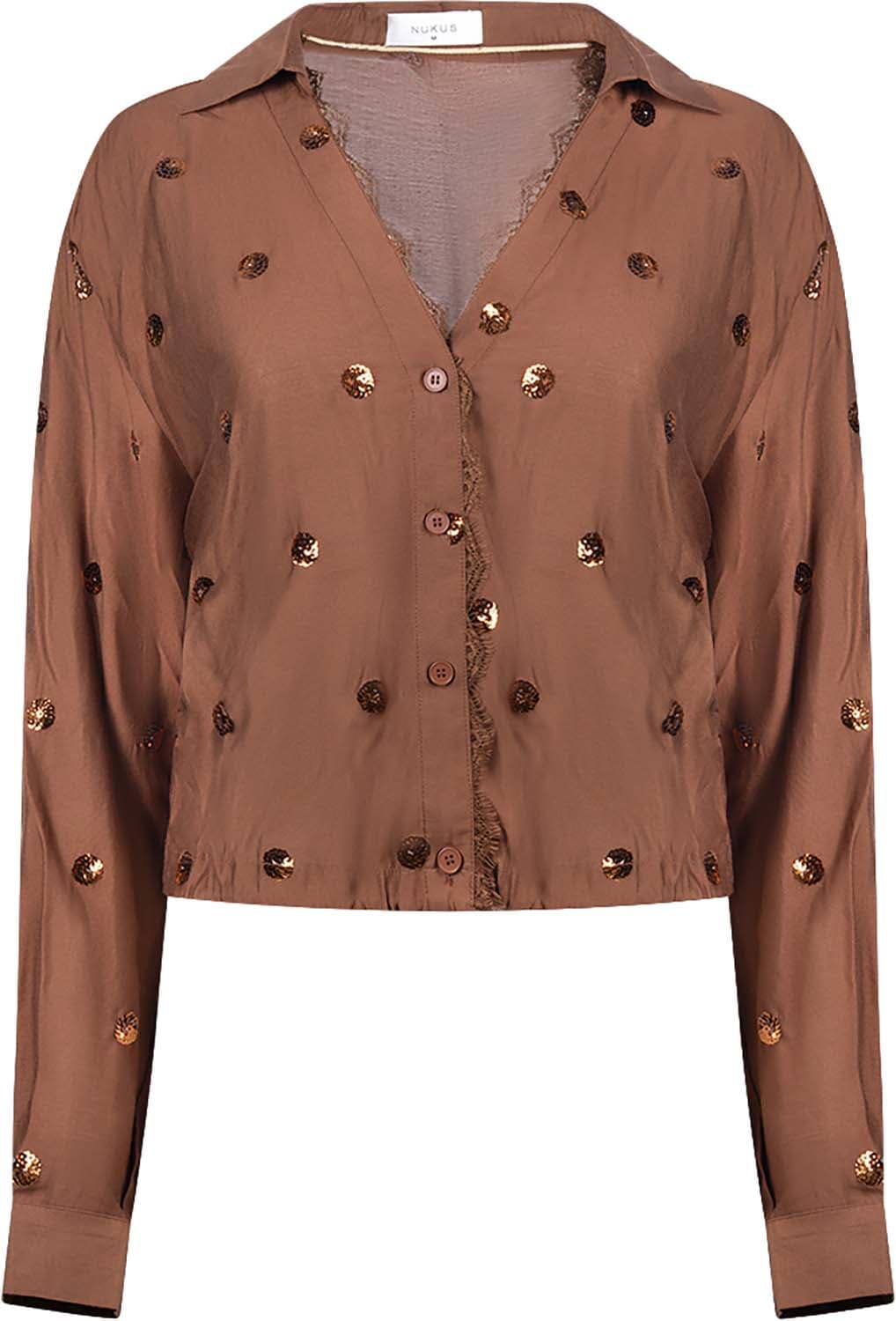 Nukus Blouse Anika Paillet Bruin