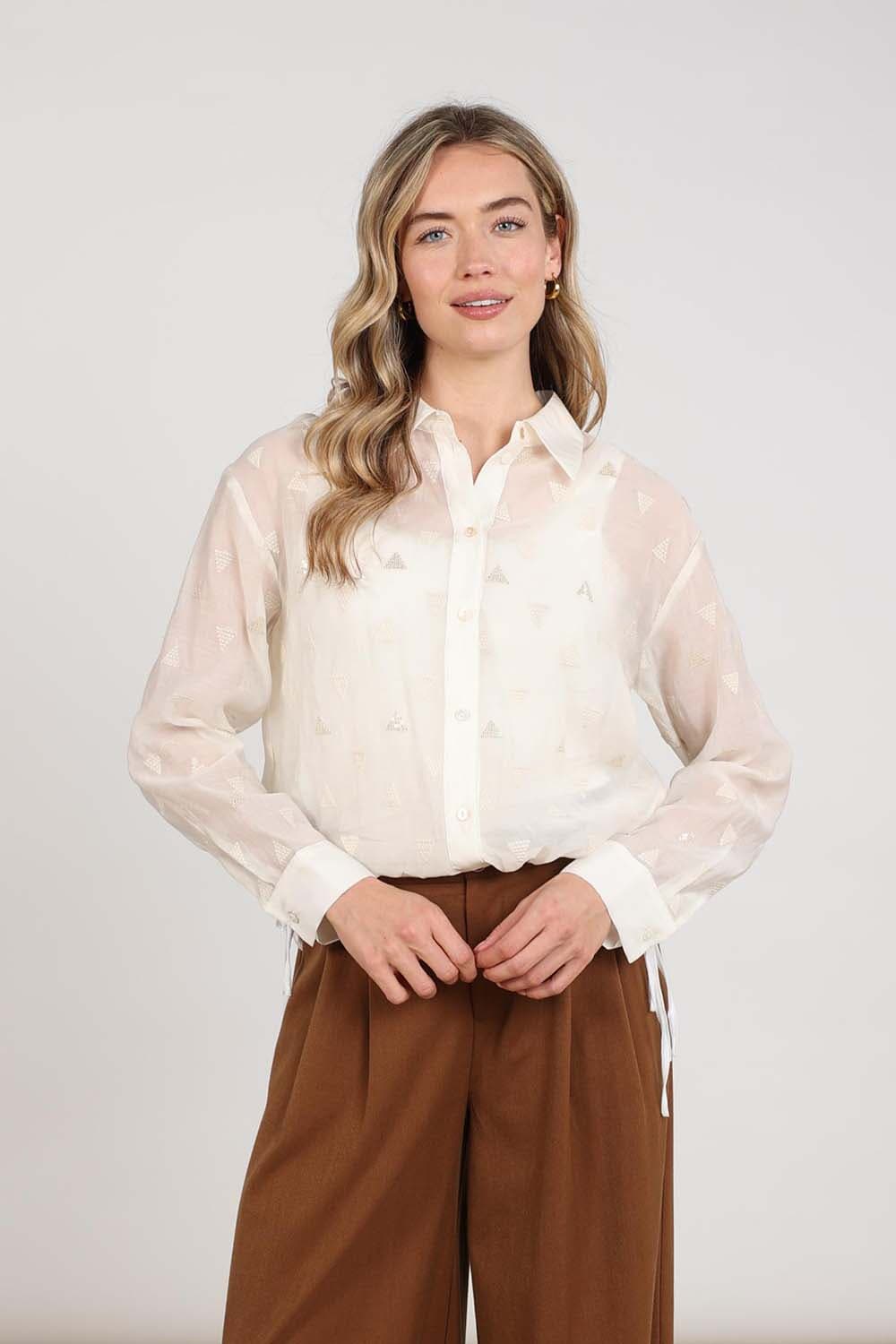 Nukus Blouse Ally Square Embroidery Off White
