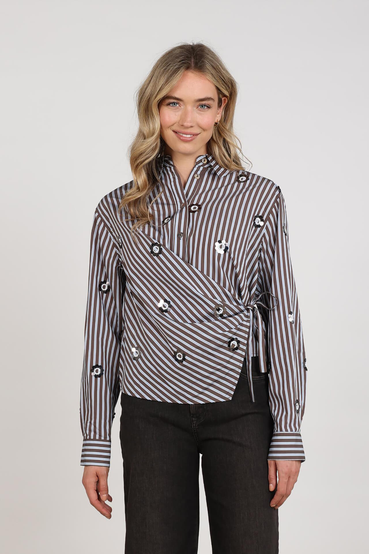 Nukus Blouse Amy  Stripe Bruin