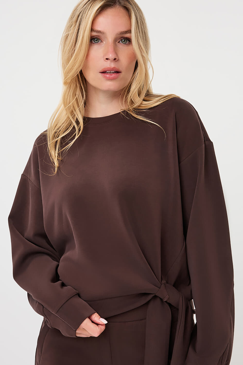 Esqualo Sweater Modal knot detail Bruin
