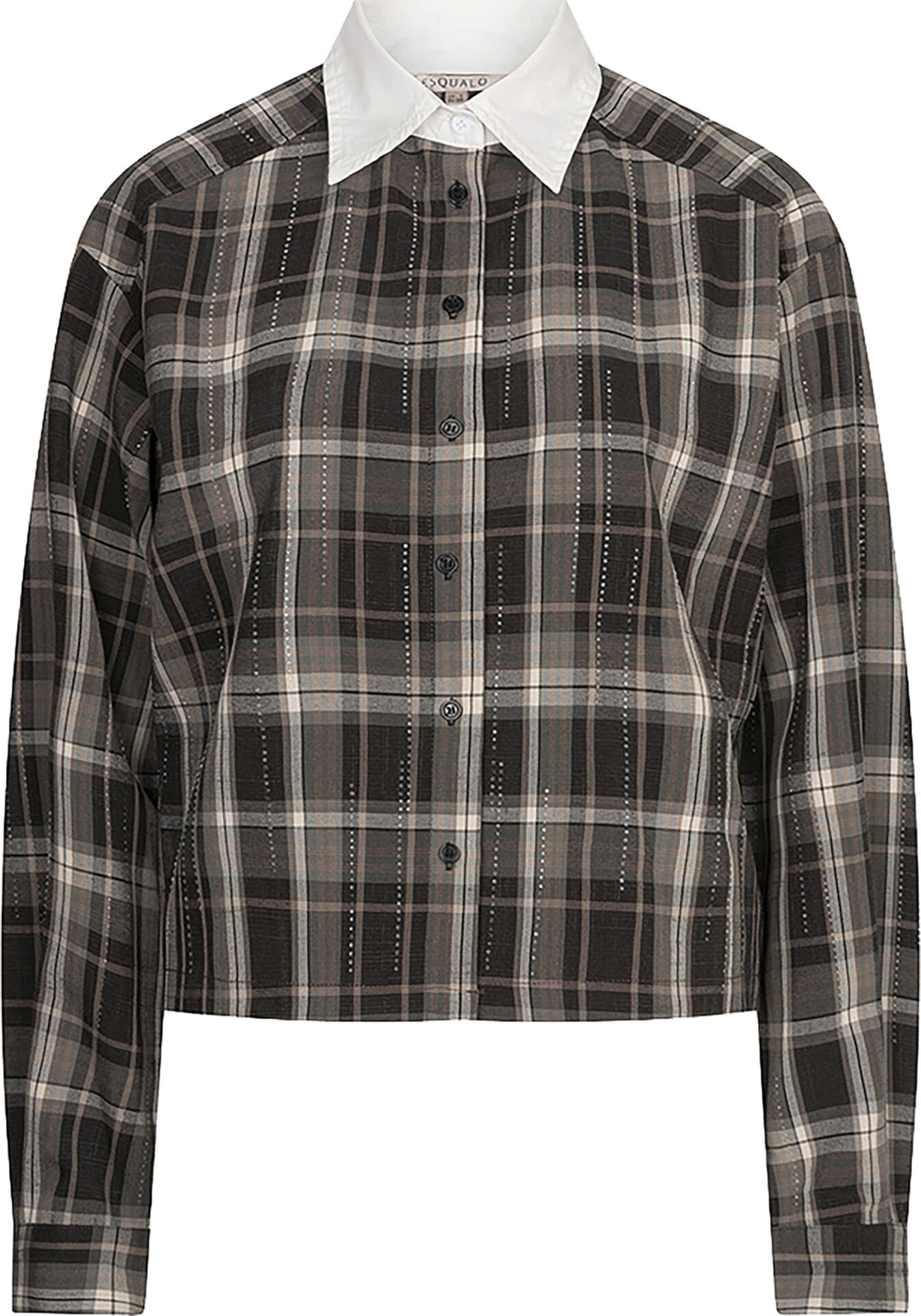 Esqualo Blouse short check strass Antraciet
